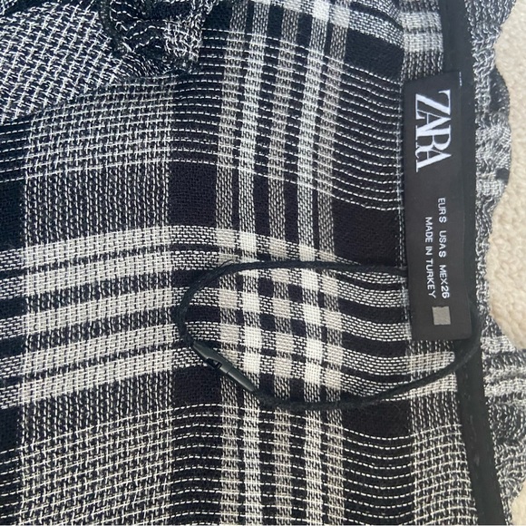ZARA Plaid Babydoll Embroidered Dress - Picture 4 of 8